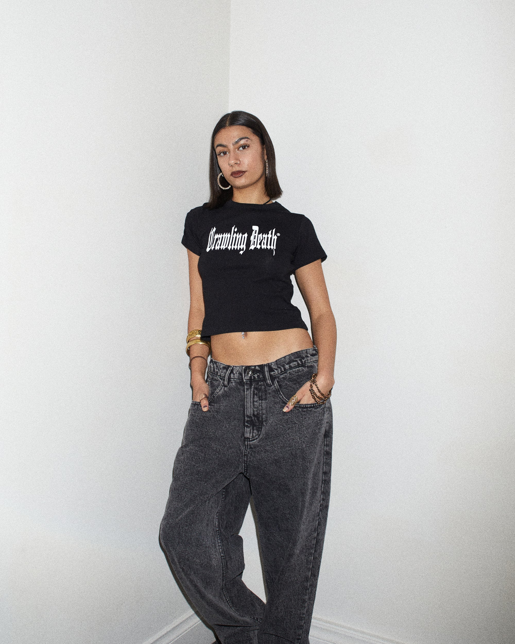 Stretch Gothic Baby Tee | Black