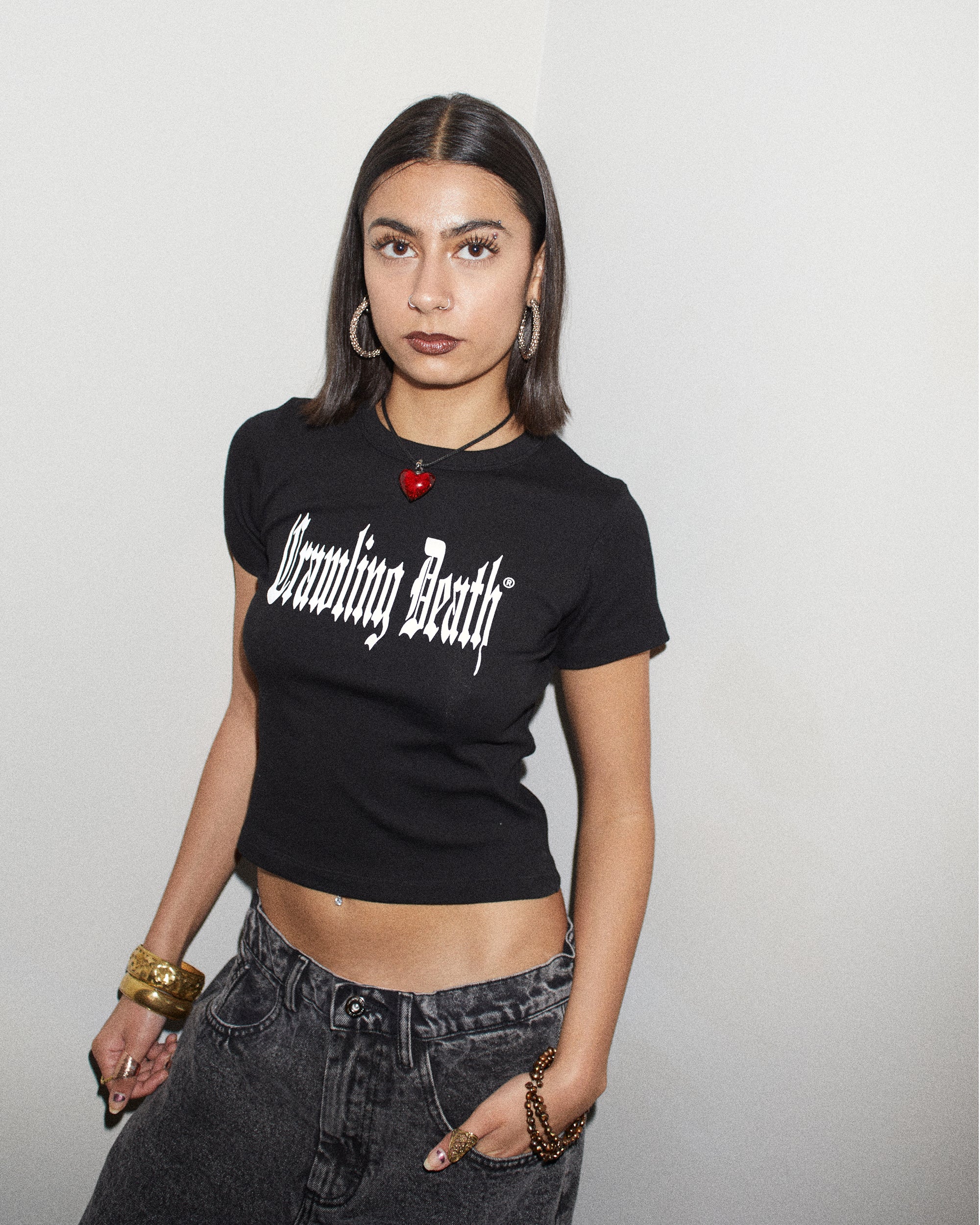 Stretch Gothic Baby Tee | Black
