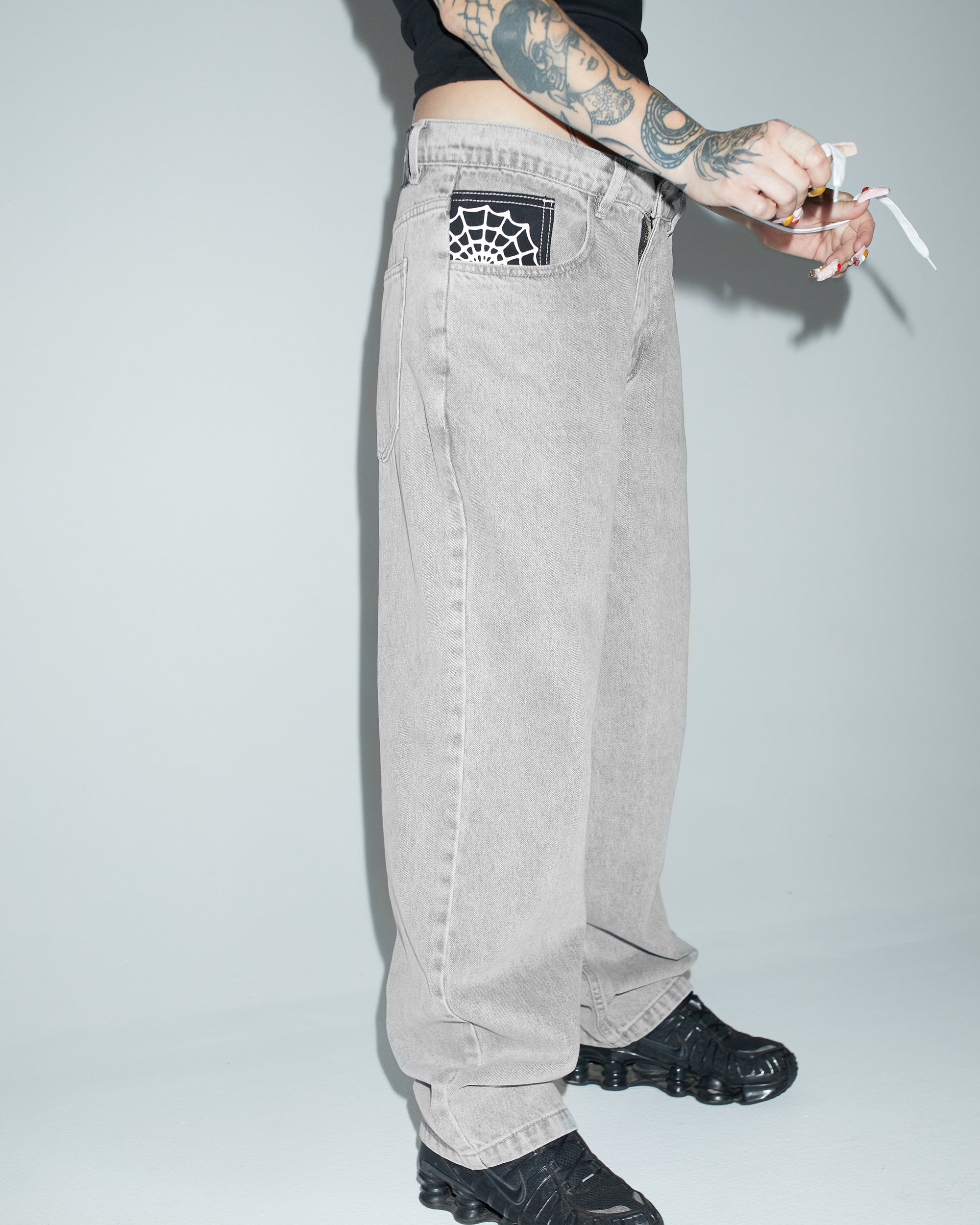 Web Denim Jeans Light Grey