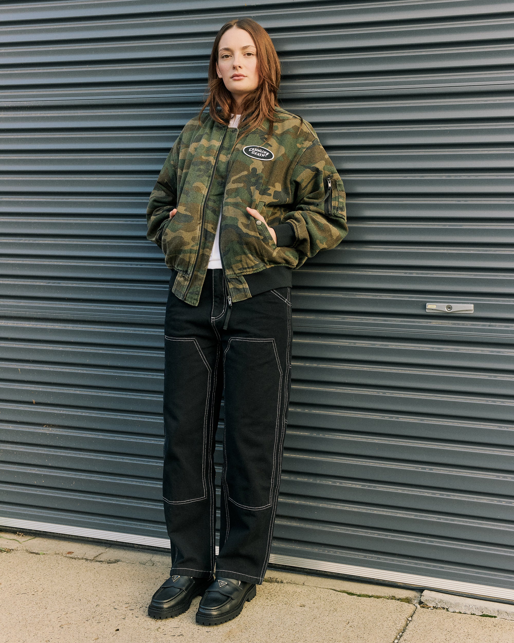 Washed Camo Bomber Jacket