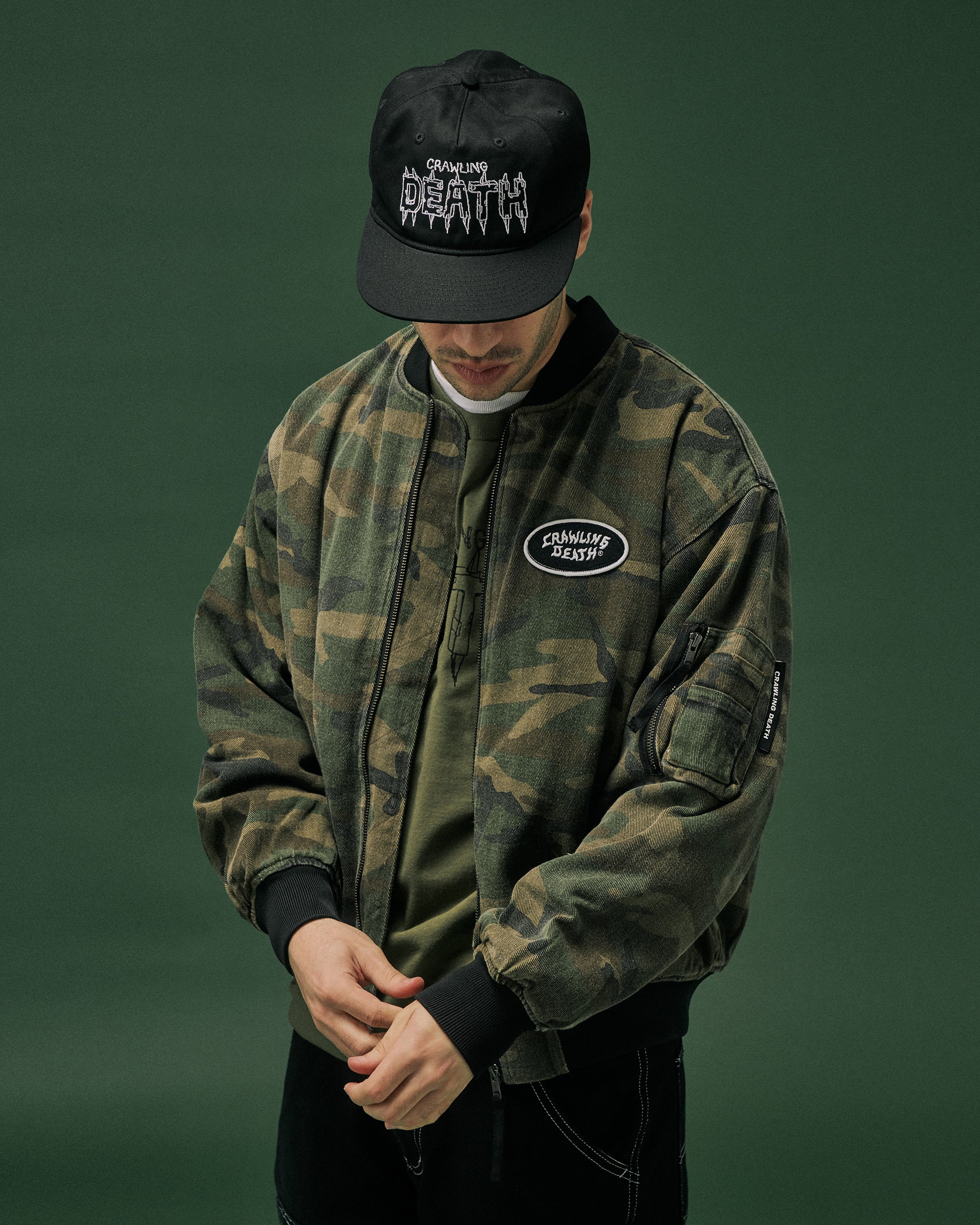 Washed Camo Bomber Jacket