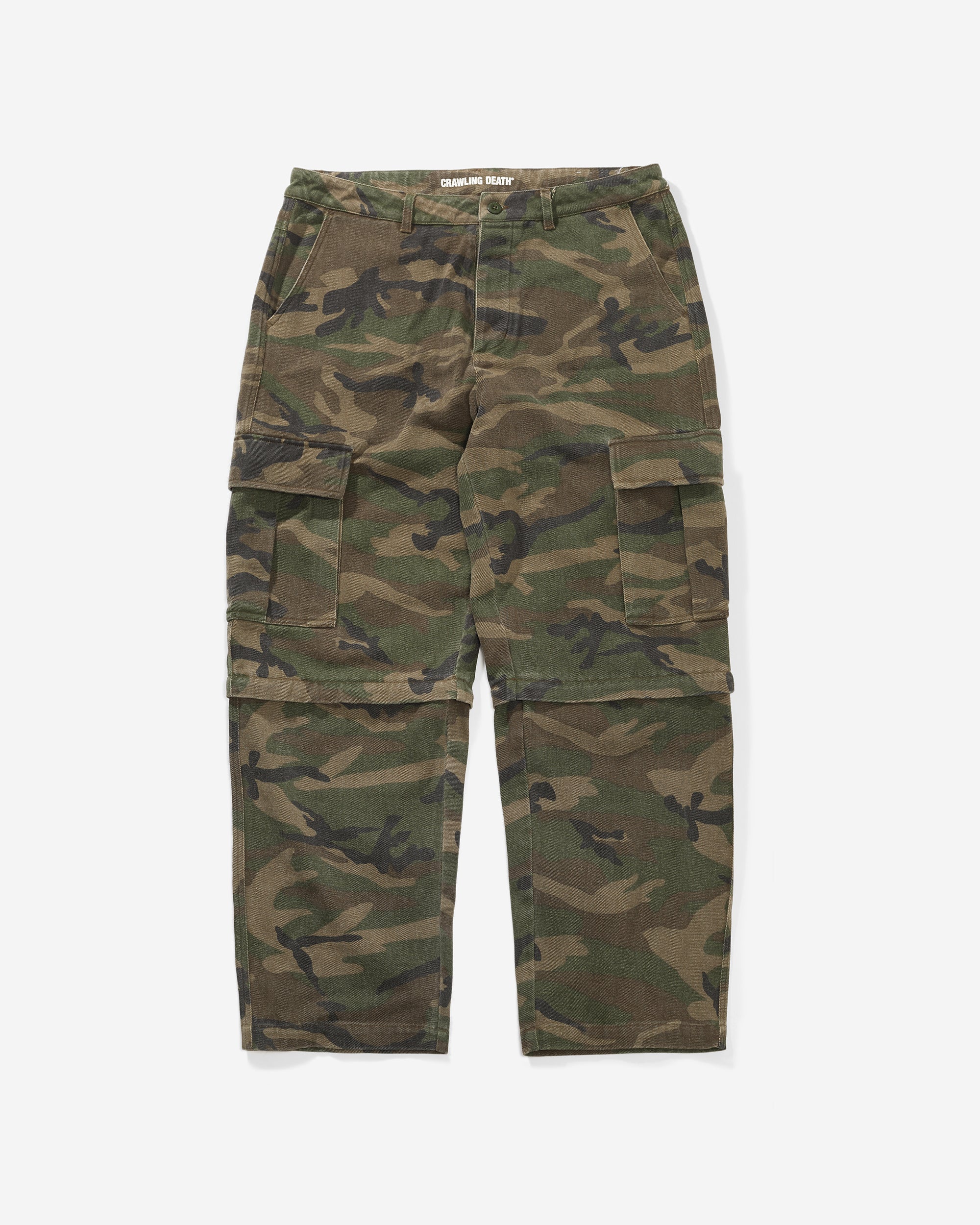 Washed Camo Zip Cargo Pants