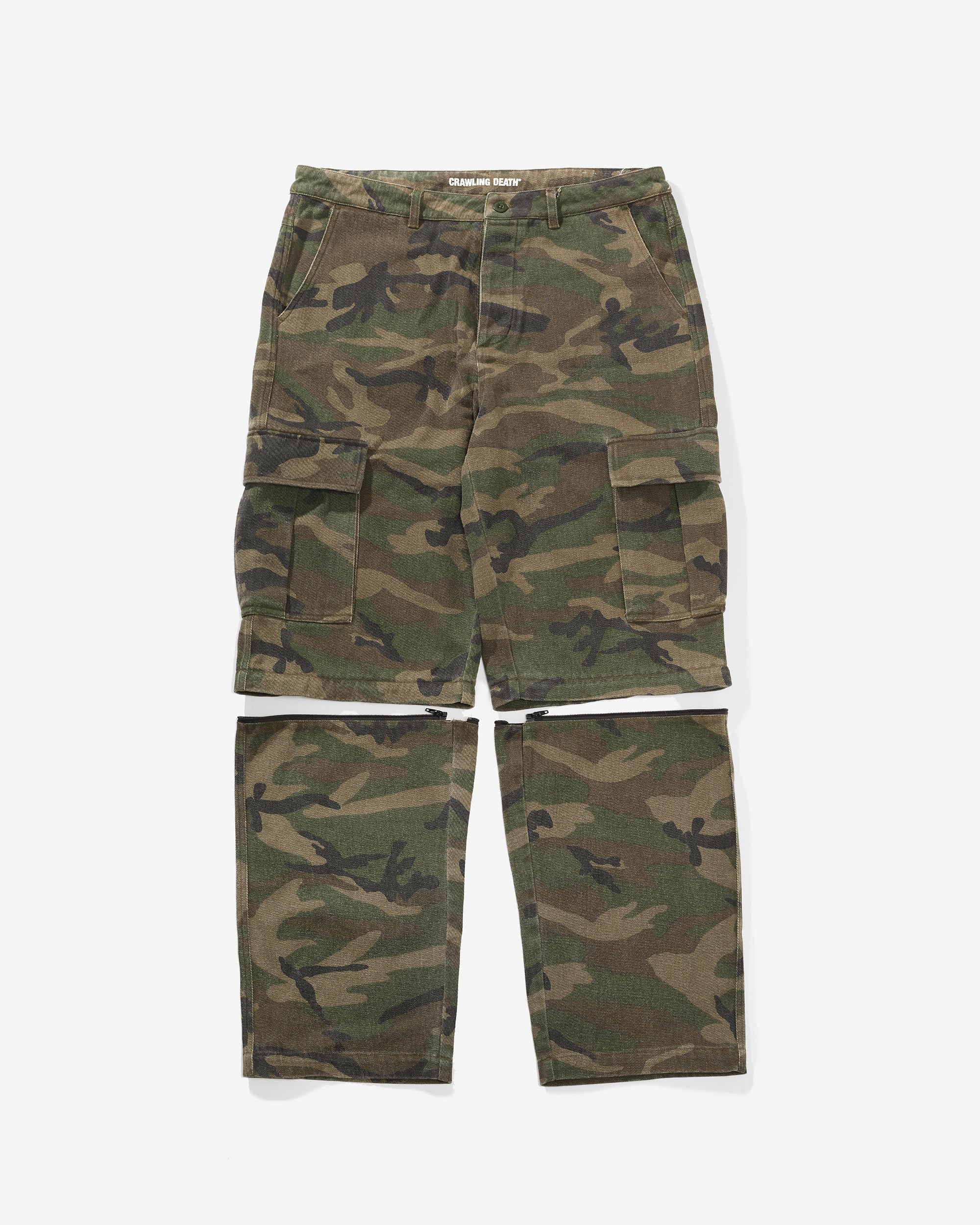 Washed Camo Zip Cargo Pants