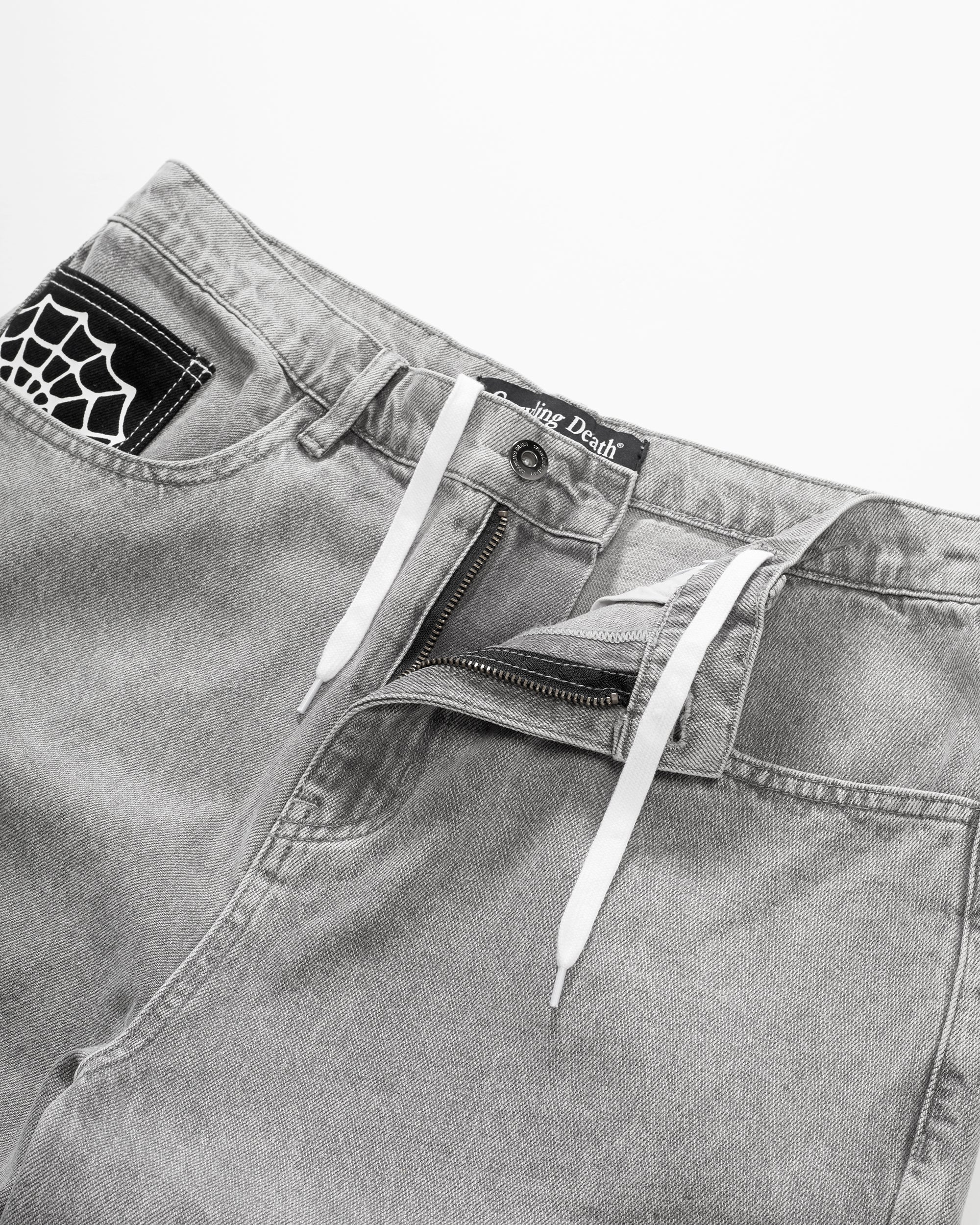 Web Denim Shorts | Light Grey