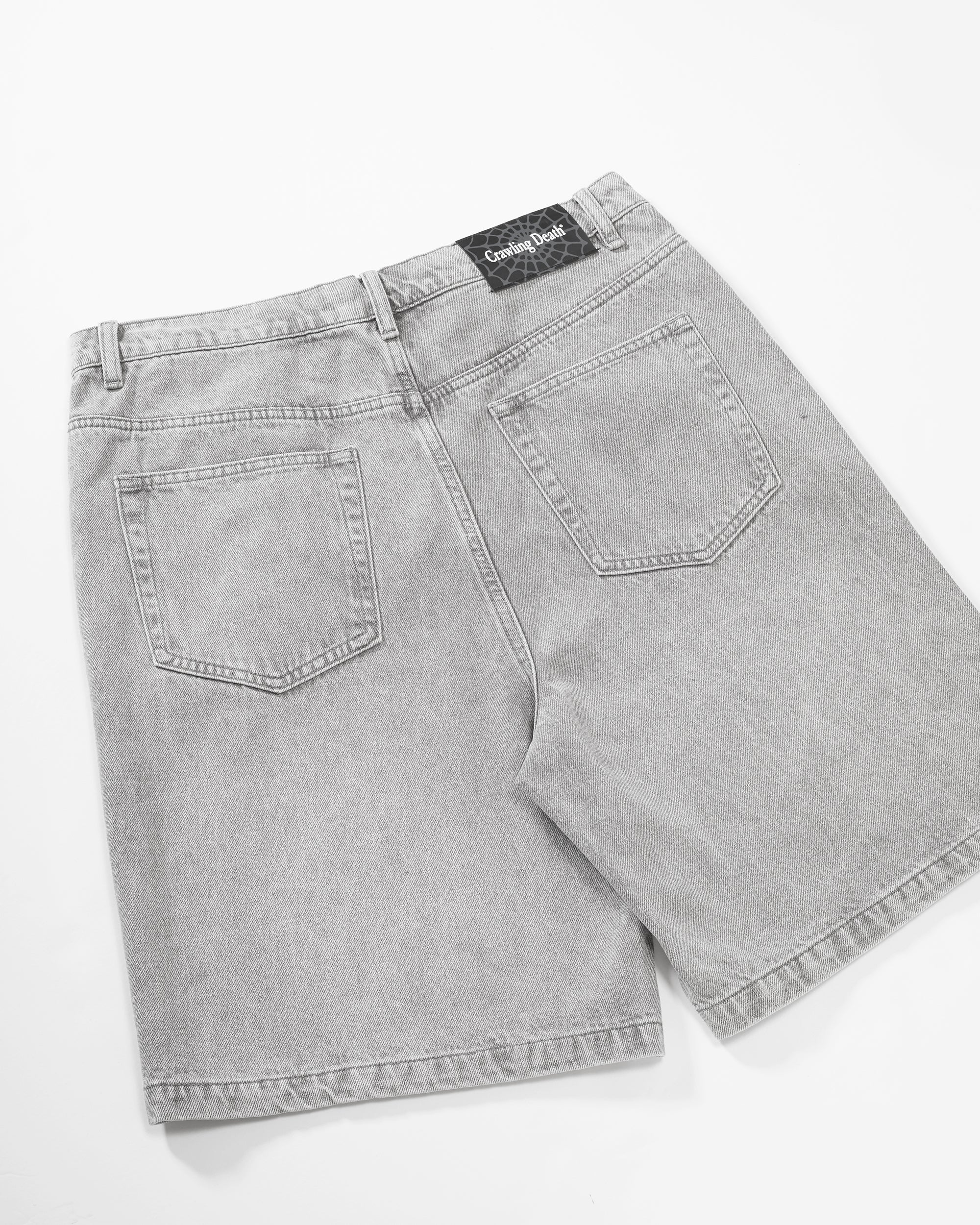 Web Denim Shorts | Light Grey