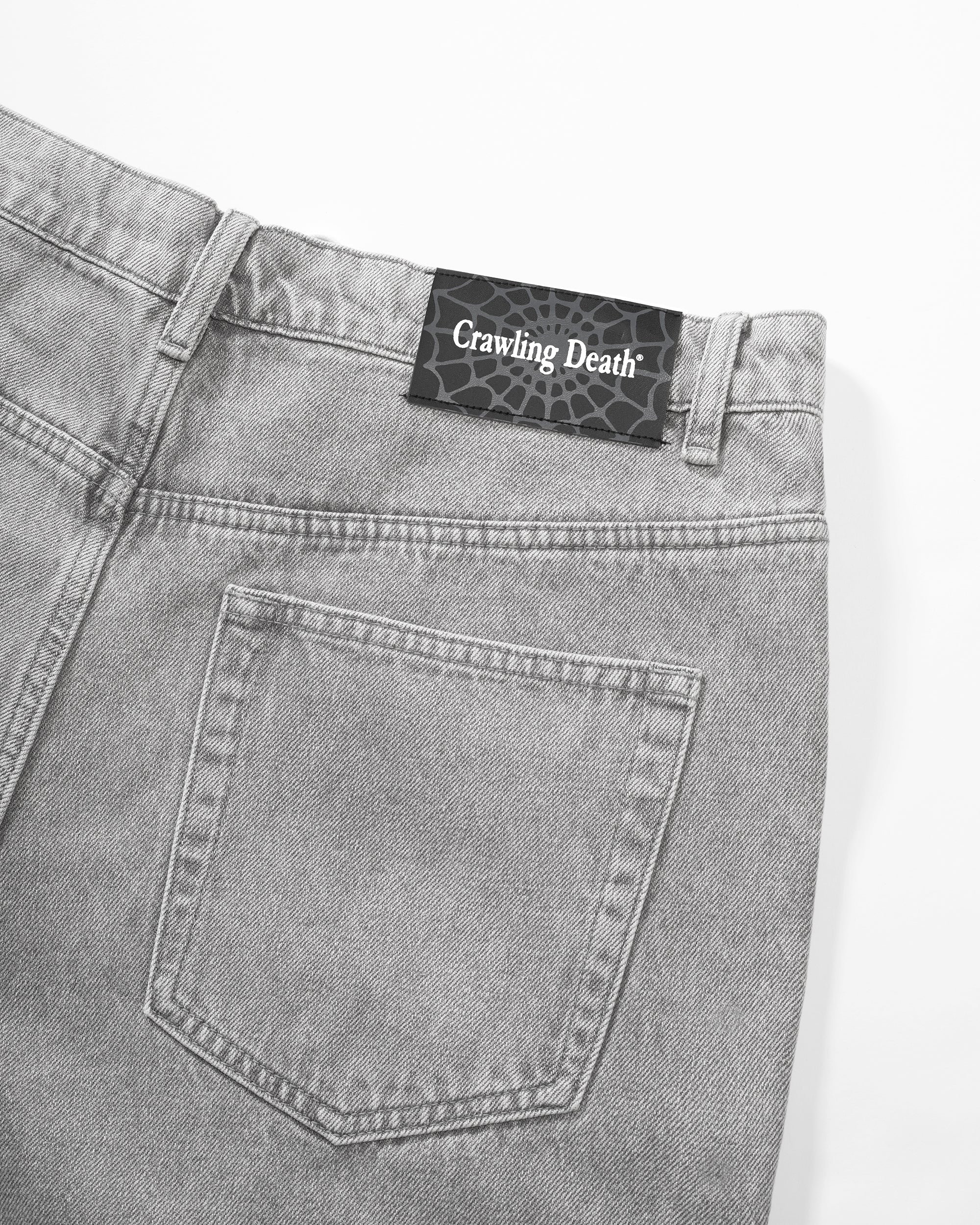 Web Denim Shorts | Light Grey