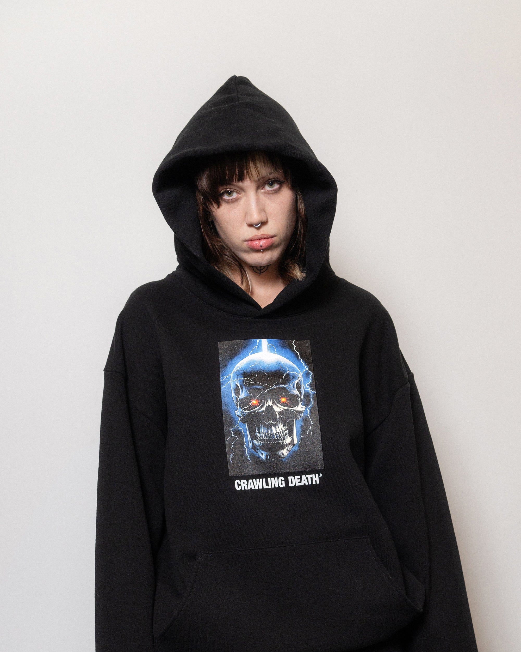 Lightning Skull Heavy Hood | Black