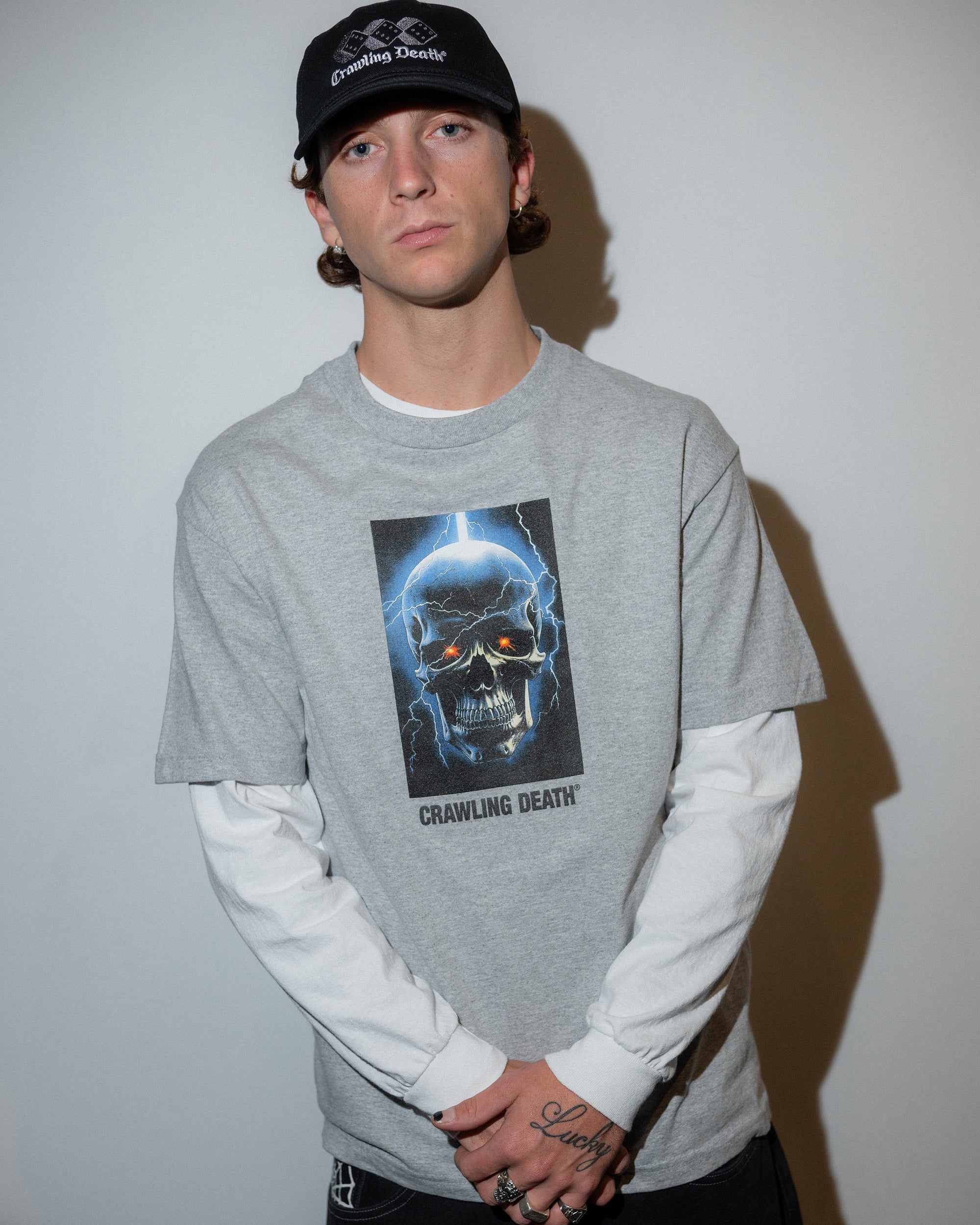 Lightning Skull T-Shirt | Grey