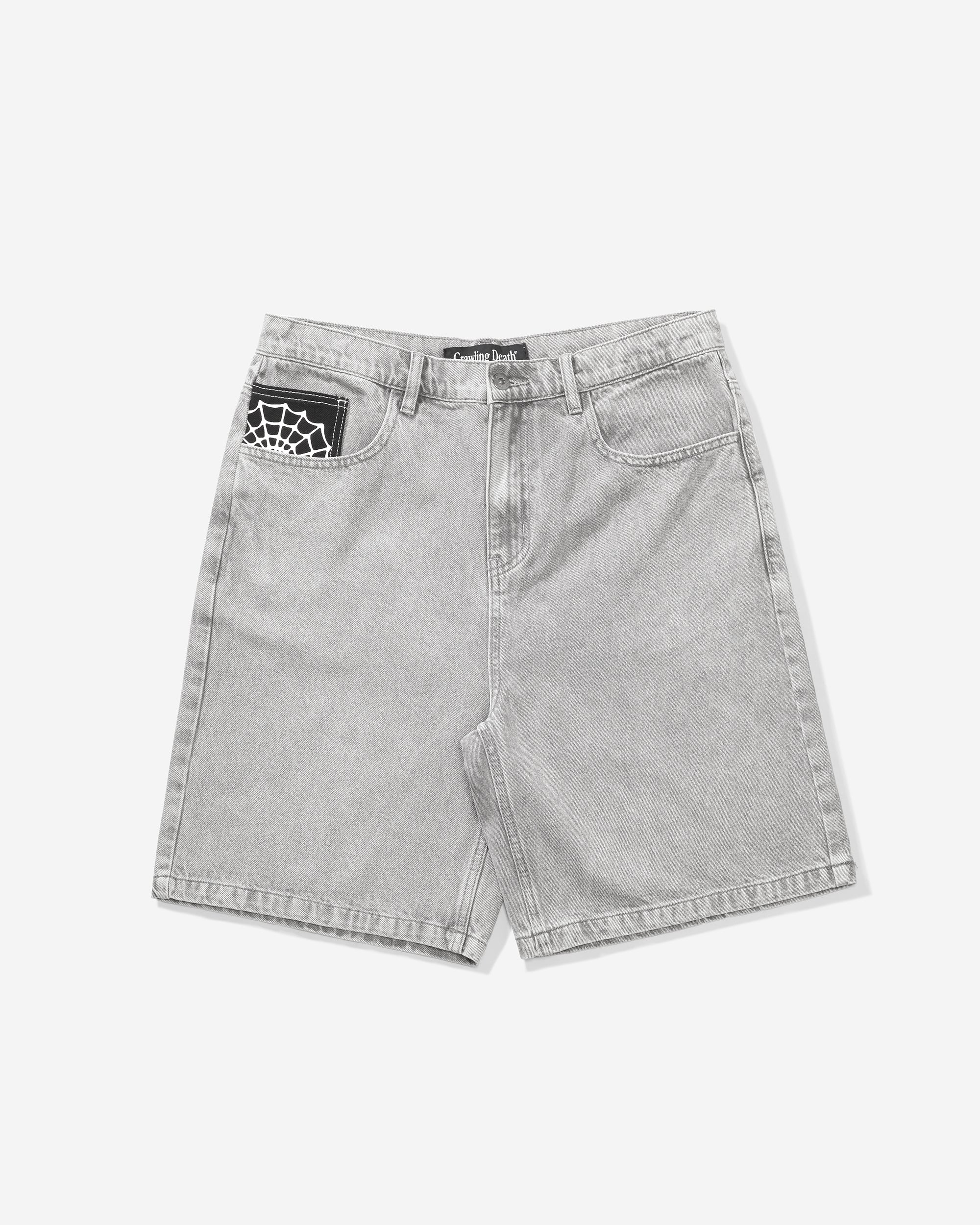 Web Denim Shorts | Light Grey