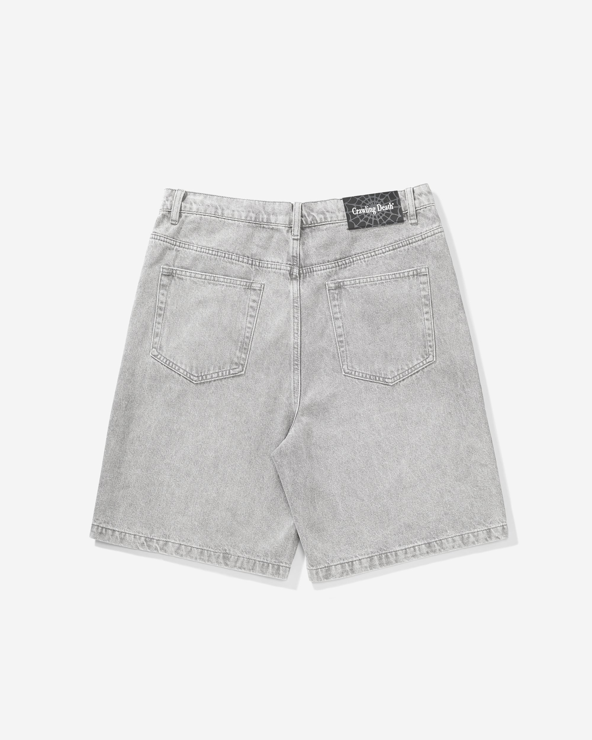 Web Denim Shorts | Light Grey