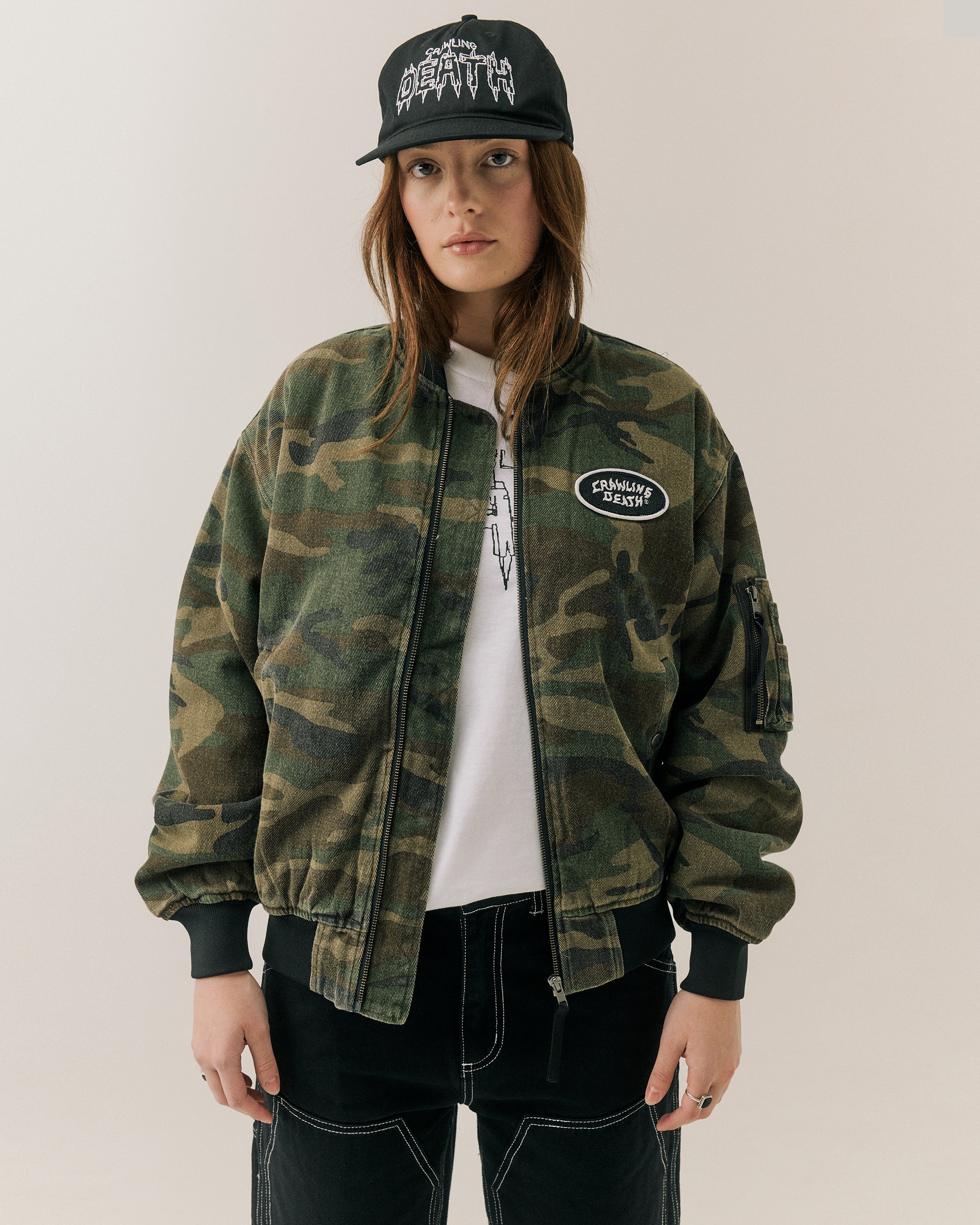 Washed Camo Bomber Jacket