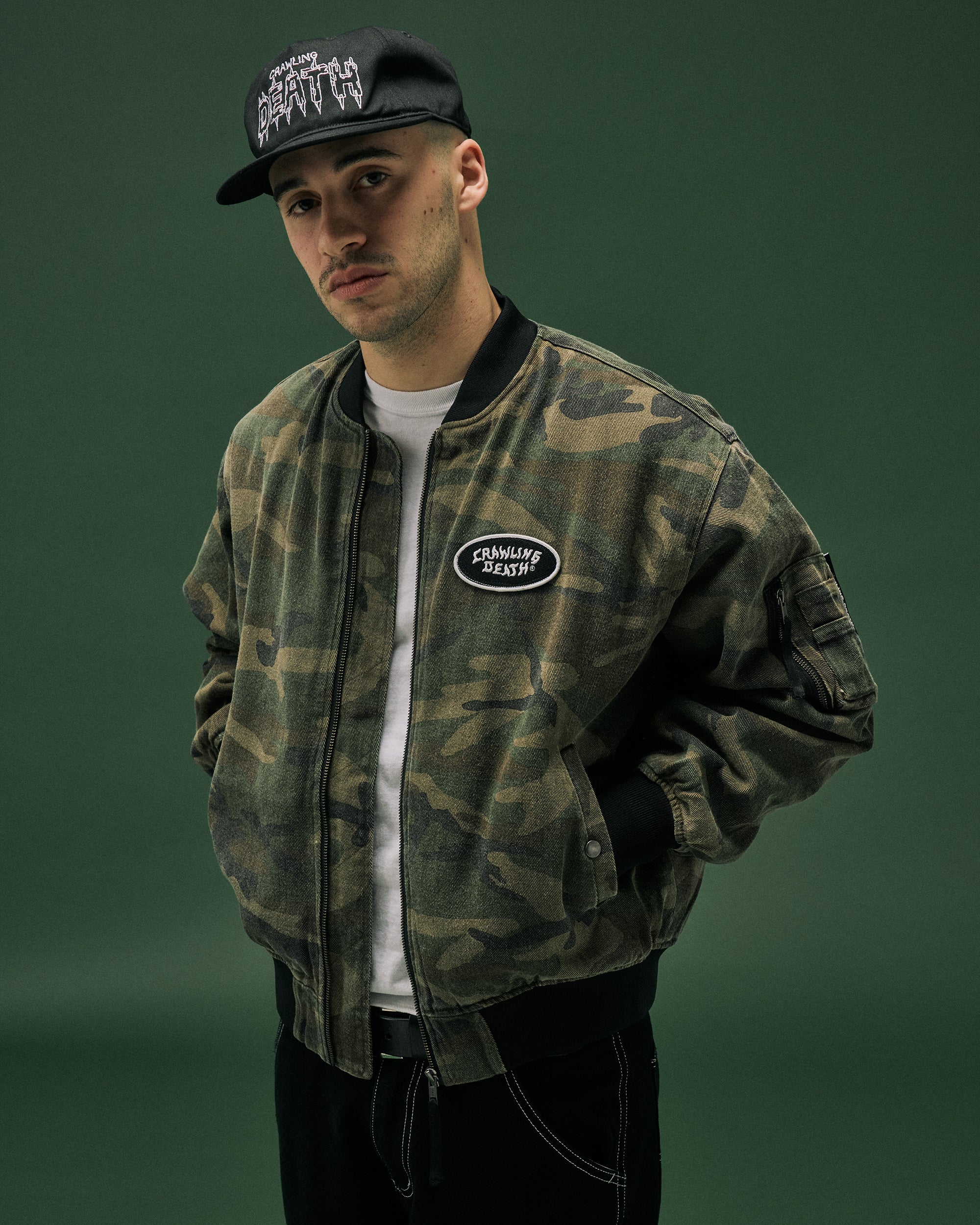 Washed Camo Bomber Jacket