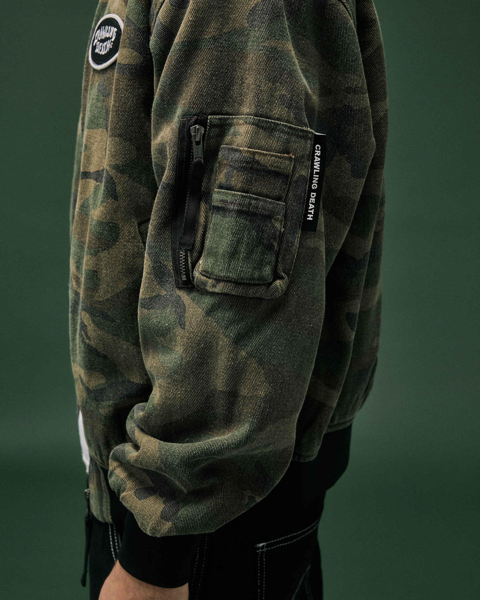 Washed Camo Bomber Jacket