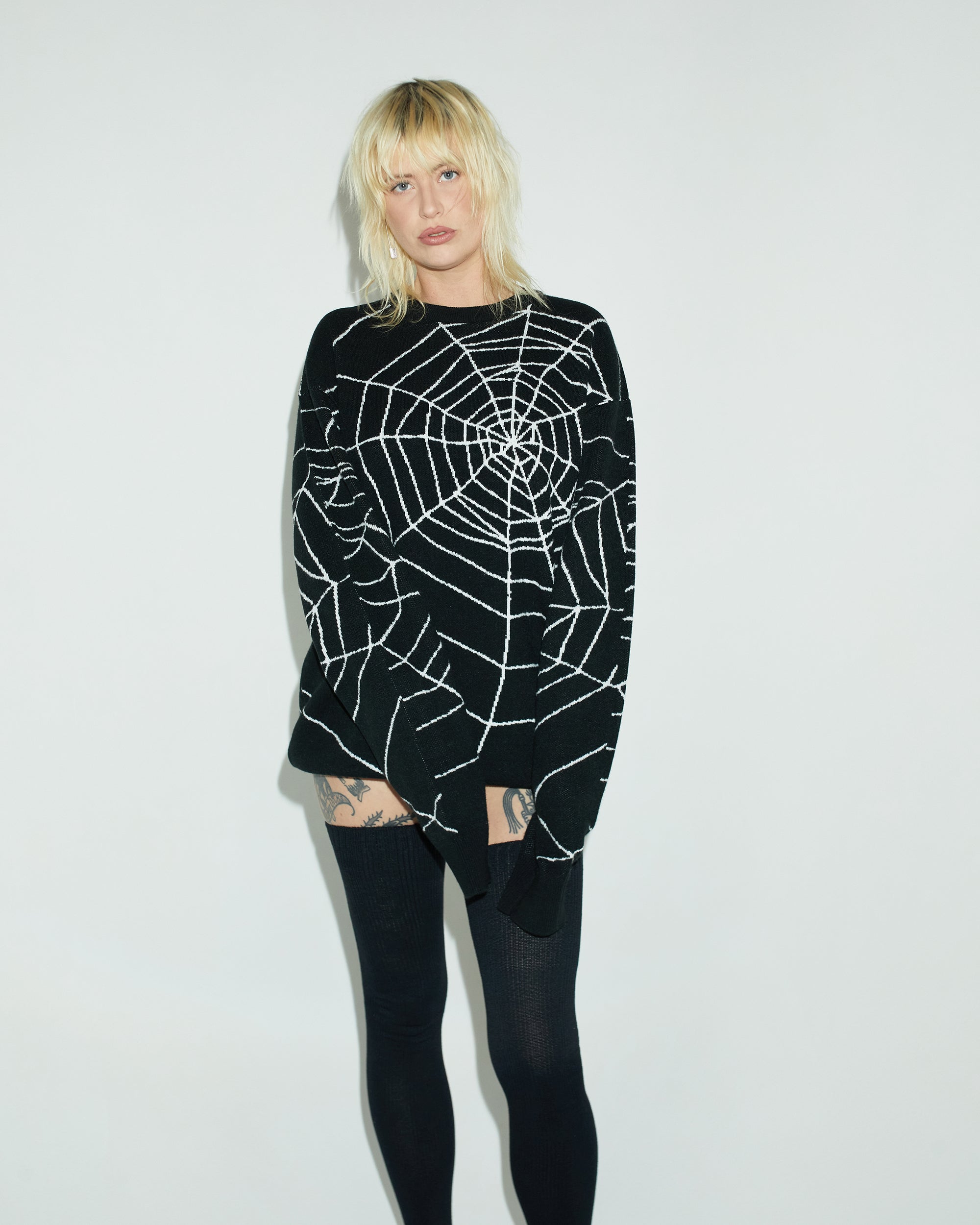 Web Knitted Sweater | Black