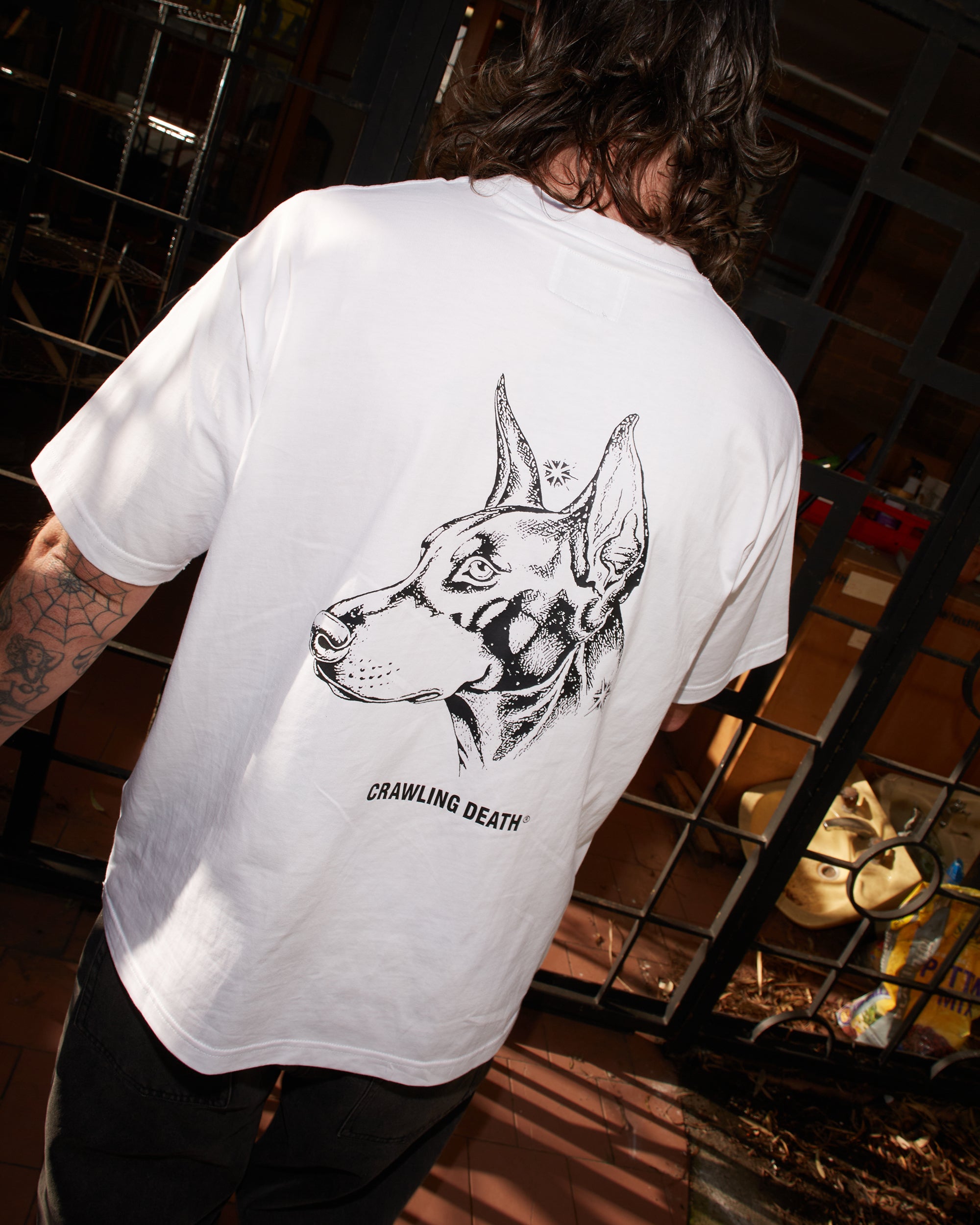 Dog Pocket Tee White | Spider Sinclair
