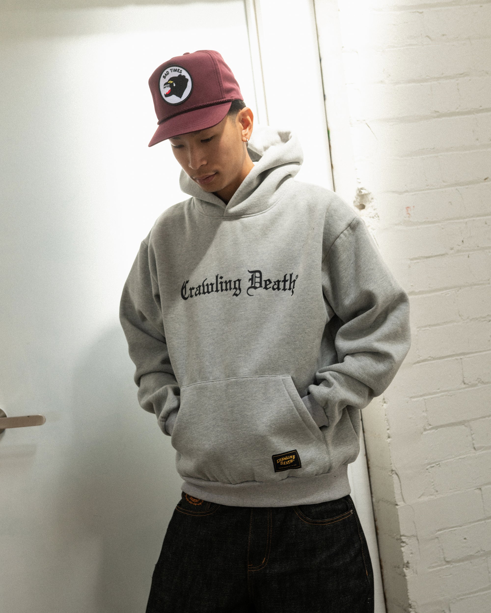 Gothic Script Heavy Hood | Grey
