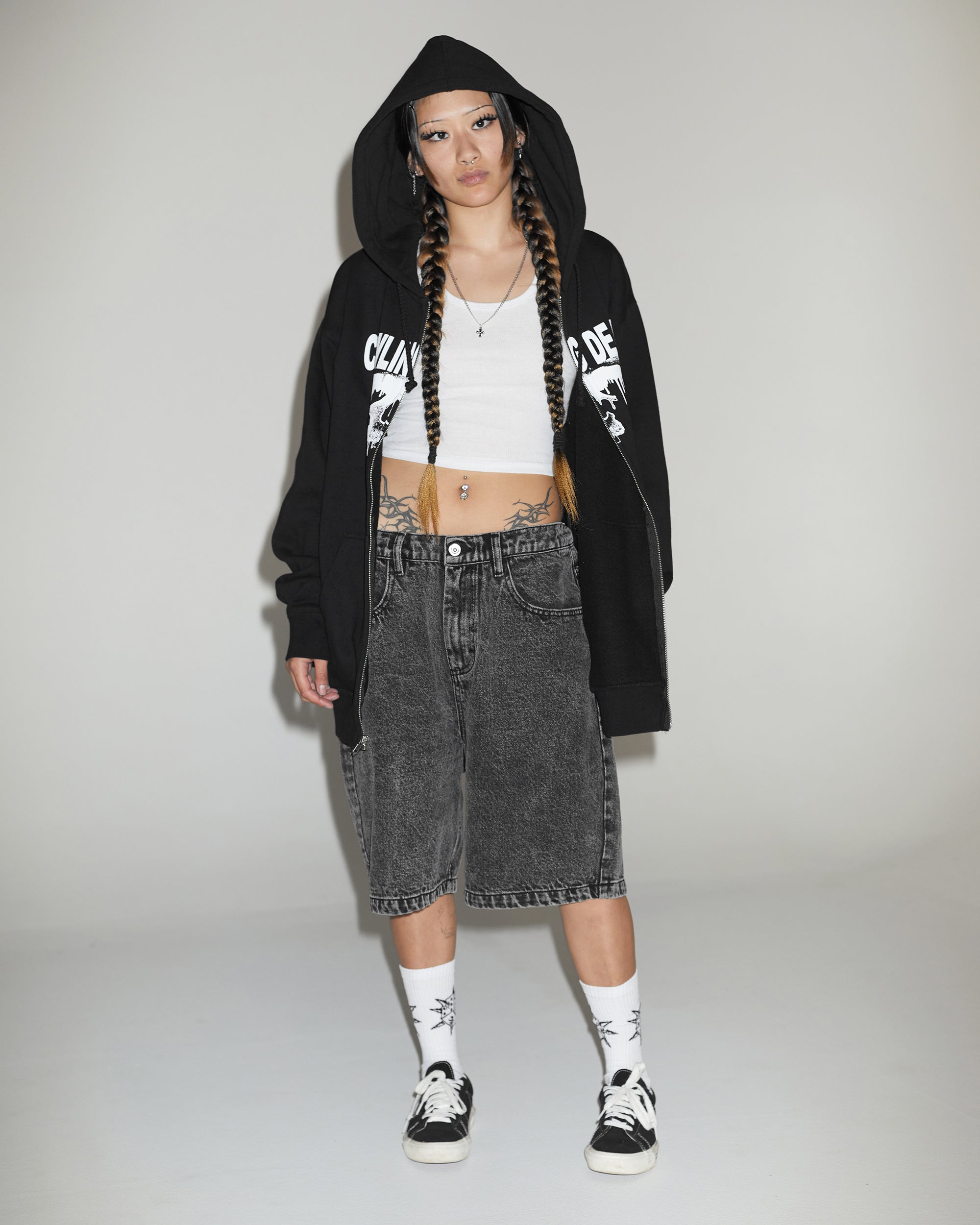 Web Denim Shorts Acid Black