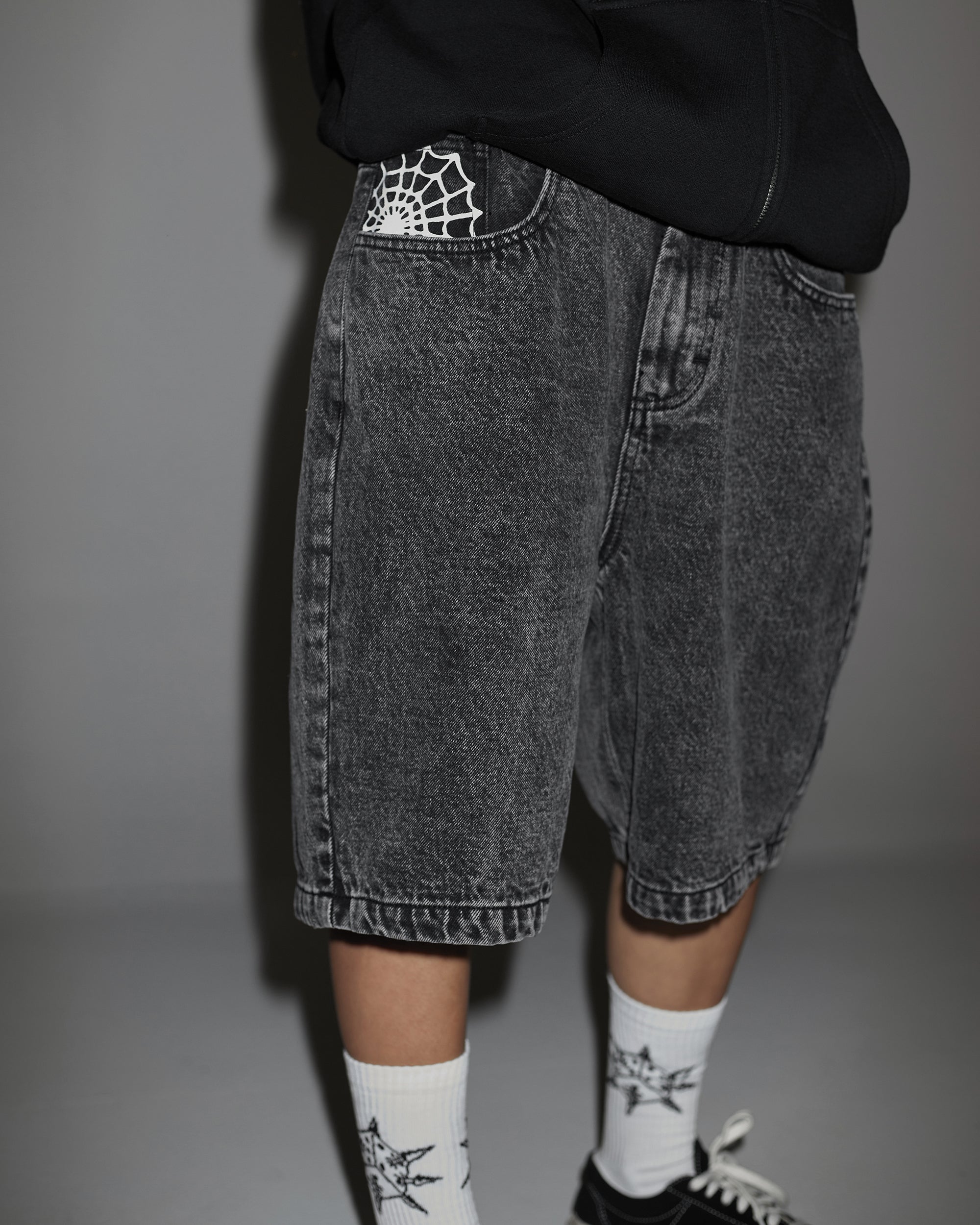 Web Denim Shorts Acid Black