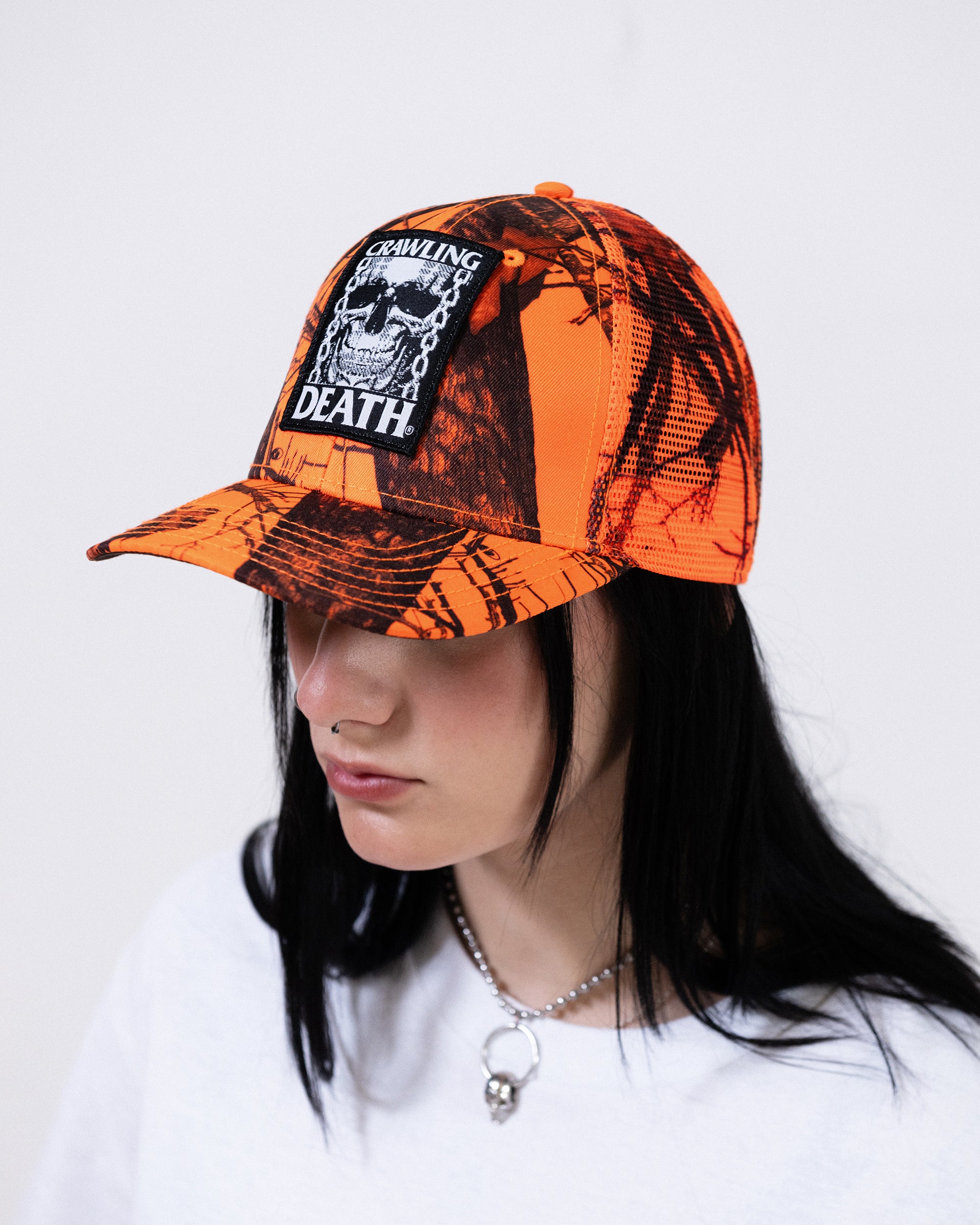 TV Skull Mesh Hat | Orange