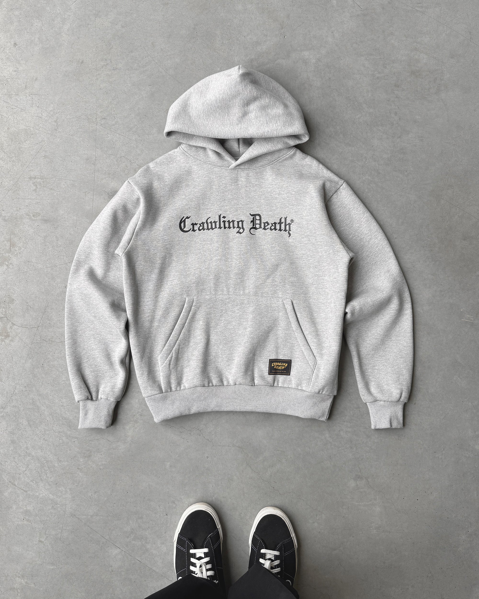 Gothic Script Heavy Hood | Grey