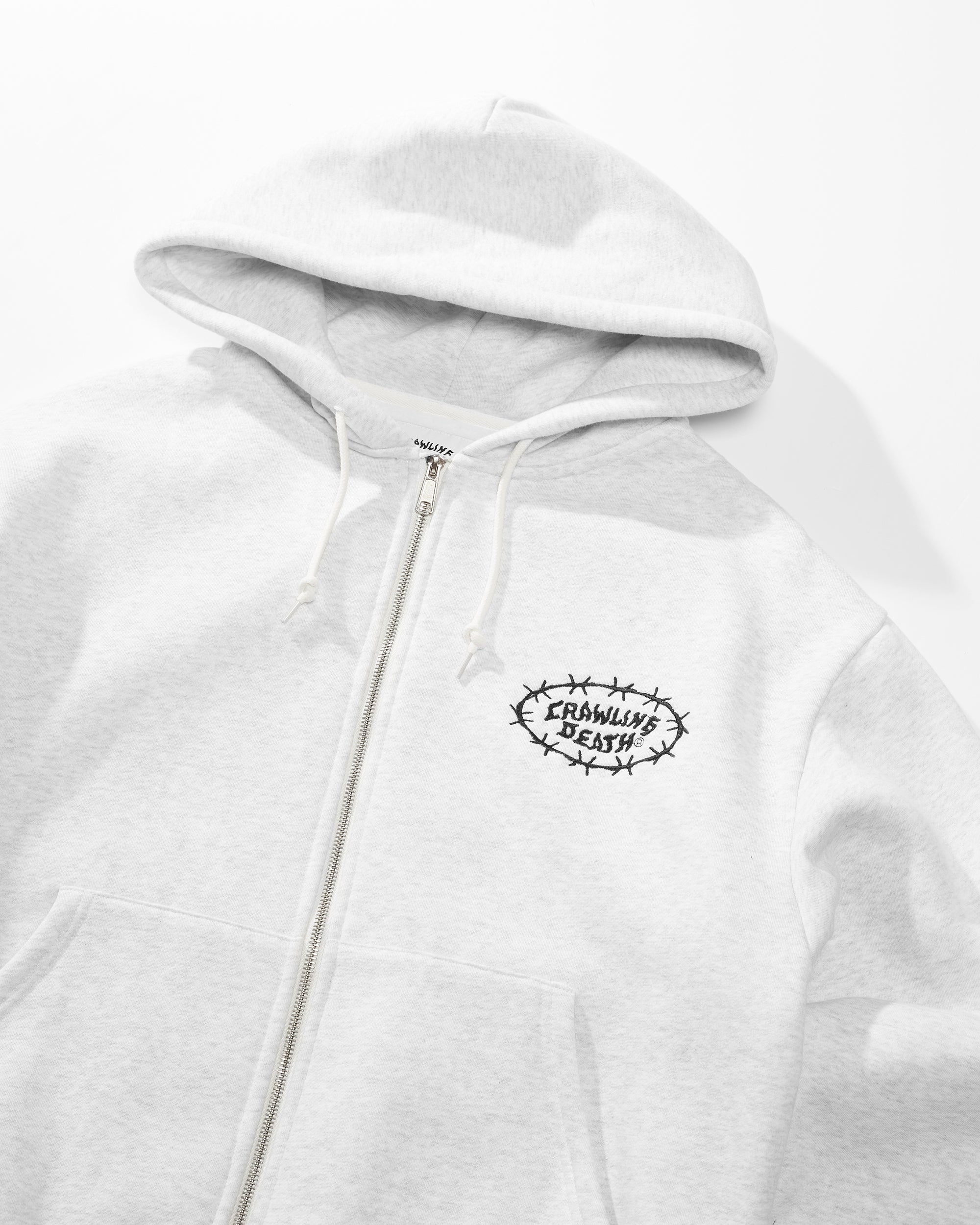Barbed Logo Zip Hood | Light Grey