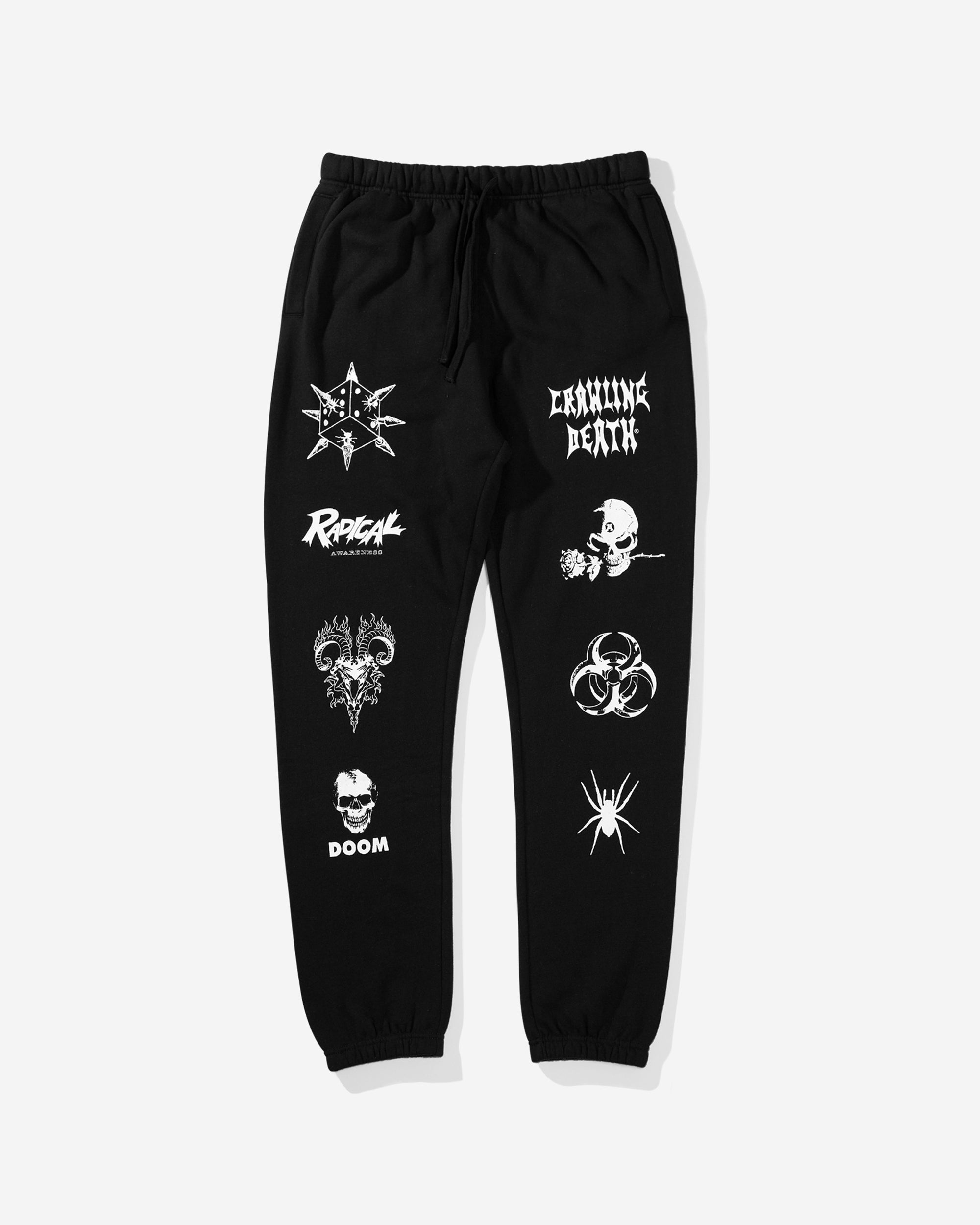 Black Death Row Scattered Graphic Sweatpants
